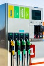 Petrol pumps at a gas station Royalty Free Stock Photo