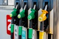 Petrol pumps at a gas station Royalty Free Stock Photo