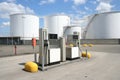 Petrol Pumps and Oil Silos Royalty Free Stock Photo