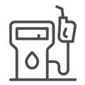 Petrol station, gas, fuel, gasoline pump line icon, oil industry concept, fuel pump vector sign on white background Royalty Free Stock Photo