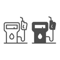 Petrol station, gas, fuel, gasoline pump line and solid icon, oil industry concept, fuel pump vector sign on white Royalty Free Stock Photo