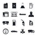 Petrol station gas fuel icons set, simple style