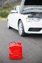 A petrolcan next to car after a breakdown Royalty Free Stock Photo