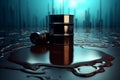 Petroleum barrel background. Generate Ai Royalty Free Stock Photo