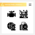 Petroleum distribution black glyph icons set on white space Royalty Free Stock Photo