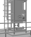 Petroleum gas heating furnace. Tracing illustration of 3d