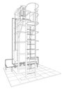 Petroleum gas installation. Tracing illustration of 3d.