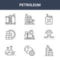 9 petroleum icons pack. trendy petroleum icons on white background. thin outline line icons such as oil, blowout, booster .