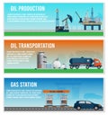 Petroleum industry segments horizontal banners set Royalty Free Stock Photo