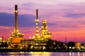 Petroleum oil refinery factory over sunrise Royalty Free Stock Photo