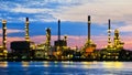 Petroleum oil refinery factory over sunrise Royalty Free Stock Photo