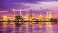 Petroleum oil refinery factory over sunrise Royalty Free Stock Photo