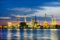 Petroleum oil refinery factory over sunrise Royalty Free Stock Photo