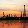 Petroleum oil refinery factory over sunrise Royalty Free Stock Photo