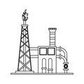 Petroleum oil refinery plant with machinery in black and white Royalty Free Stock Photo