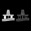 Petroleum platform icon set white color illustration flat style simple image