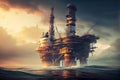 Petroleum platform oil and gas at sea. Generative AI