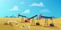 Petroleum production industry concept. Oil derrick construction