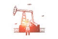 Petroleum refinery employee, resource mining business, industrial equipment maintenance worker, oilfield rig plant