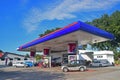 Petron retail gas or petrol oil filling station with multiple fuel dispenser machine in Terengganu, Malaysia