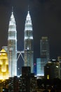 Petronas KLCC Twin Towers at night Royalty Free Stock Photo