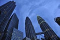 Petronas Towers buildings by night