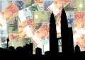 Petronas Towers with currency