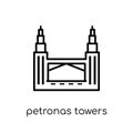 Petronas towers icon. Trendy modern flat linear vector Petronas