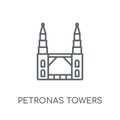 Petronas towers linear icon. Modern outline Petronas towers logo