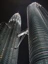Petronas towers at night - skyscraper perspective Royalty Free Stock Photo