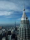 Petronas Twin Towers are actually two skyscrapers, detail photographed from the second tower. Kuala Lumpur, Malaysia Royalty Free Stock Photo