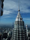 Petronas Twin Towers are actually two skyscrapers, detail photographed from the second tower. Kuala Lumpur, Malaysia Royalty Free Stock Photo