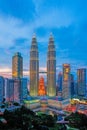 Petronas Twin Towers at Blue Hour Royalty Free Stock Photo