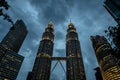 Petronas twin towers illuminated during blue hour in Kuala Lumpur Malaysia Royalty Free Stock Photo