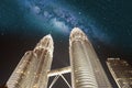 Petronas twin towers and Milky way Royalty Free Stock Photo