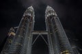 Petronas Twin Towers in the night of Kuala Lumpur, Malaysia. Royalty Free Stock Photo