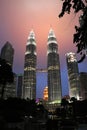 Petronas twin towers at night - Kuala Lumpur Malaysia Asia Royalty Free Stock Photo