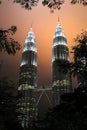 Petronas twin towers at night - Kuala Lumpur Malaysia Asia Royalty Free Stock Photo