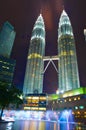 Petronas Twin Towers night view Royalty Free Stock Photo