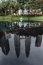 Petronas twin towers that reflected on the pool in Kuala Lumpur, Malaysia Royalty Free Stock Photo