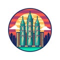 Petronas Twin Towers touristic attraction vector EPS