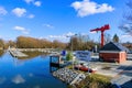 Petrov Harbour in Bata Canal Batuv Kanal port crane