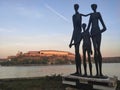 Petrovaradin fortress Novi Sad Serbia in autumn with World War victims memorial Royalty Free Stock Photo