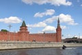 Petrovskaya and Beklemishevskaya towers of the Moscow Kremlin, Moscow river and Kremlin embankment, May 2021 Royalty Free Stock Photo