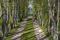 Tourists on the alley at the Hannibal House Museum. Pushkin Mountains, Petrovskoe Royalty Free Stock Photo