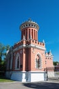 Petrovsky travelling palace in Moscow, neoghotic red bricked arc Royalty Free Stock Photo