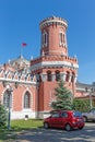 Petrovsky travelling palace in Moscow, neoghotic red bricked arc Royalty Free Stock Photo