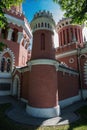 Petrovsky travelling palace in Moscow, neoghotic red bricked arc Royalty Free Stock Photo