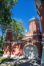 Petrovsky travelling palace in Moscow, neoghotic red bricked arc Royalty Free Stock Photo