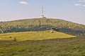 Petrovy kameny stones and Praded hill in Jeseniky mountains Royalty Free Stock Photo